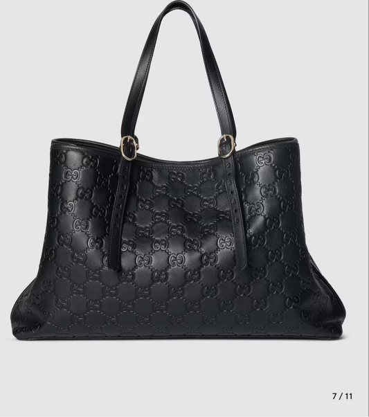 Black leather Guc1 tote bag